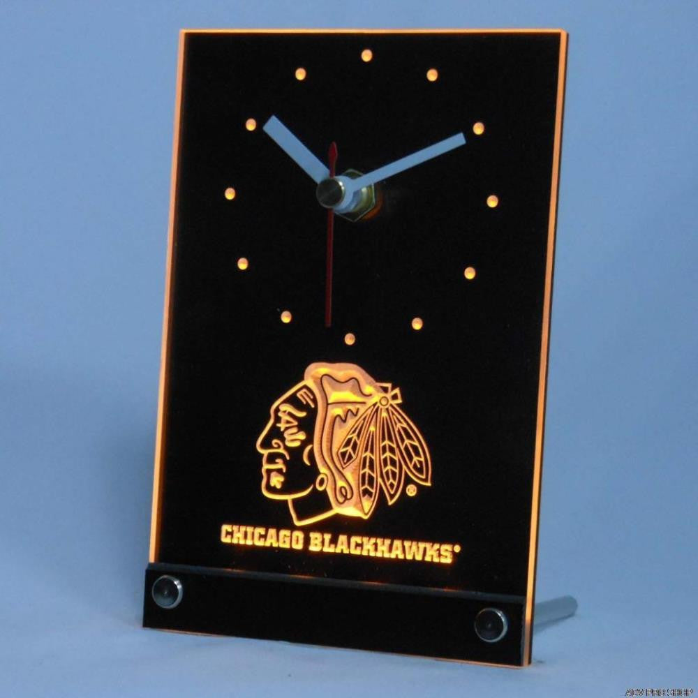 Chicago Blackhawks Desk LED Clock - Yellow - TheLedHeroes