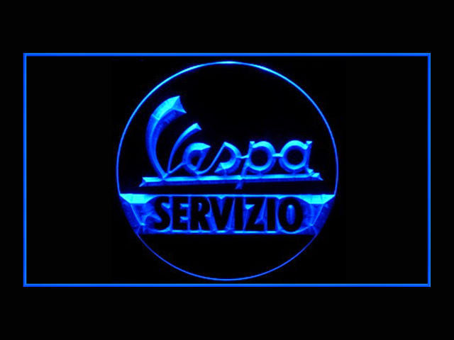 Vespa Servizio Scooter LED Sign -  Blue - TheLedHeroes