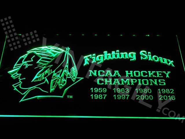 FREE North Dakota Fighting Sioux - NCAA Hockey Championships LED Sign - Green - TheLedHeroes