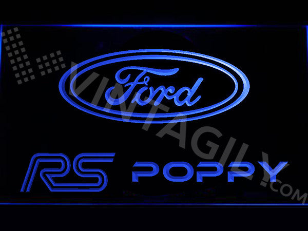 Ford RS Poppy LED Sign - Blue - TheLedHeroes