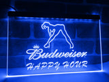 Budweiser Girl Happy Hour LED Neon Sign USB - Blue - TheLedHeroes
