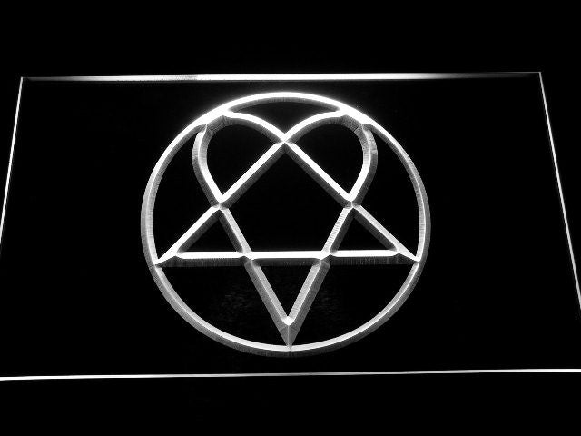 Bam Margera Heartagram Him LED Sign - White - TheLedHeroes