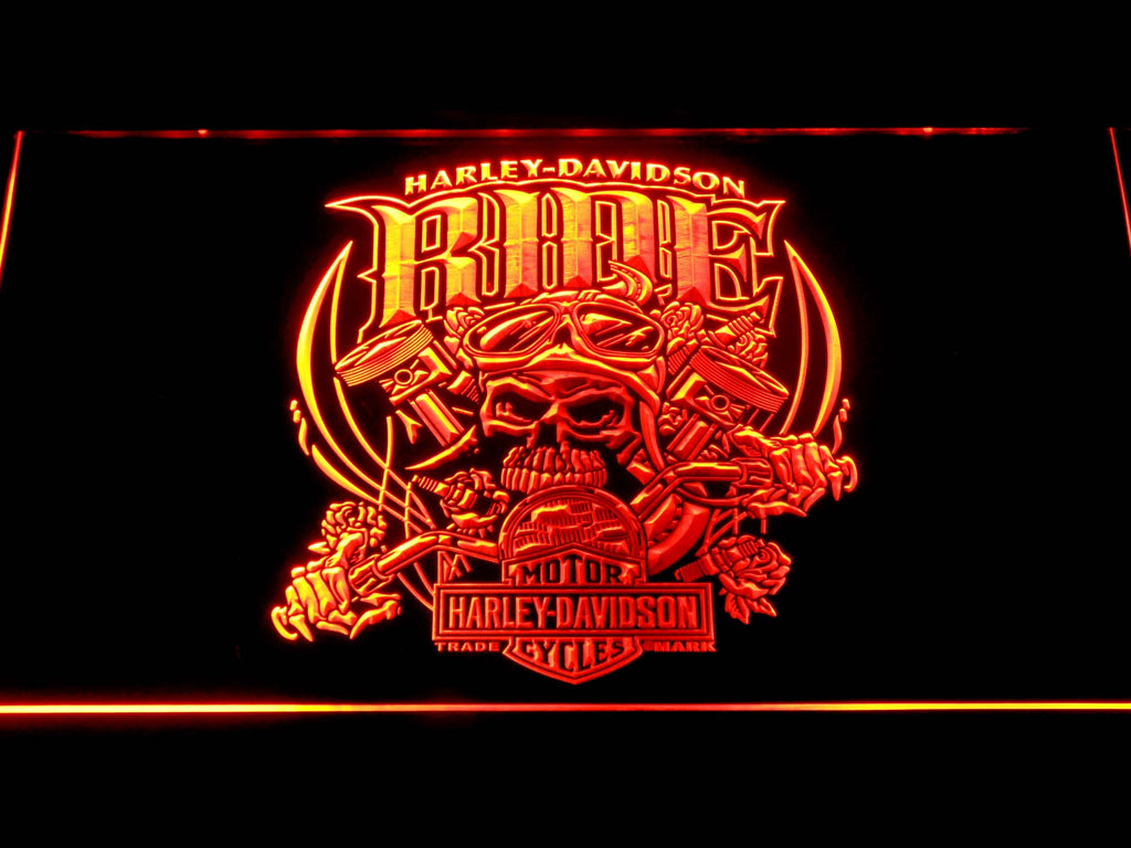 Harley Davidson Ride LED Neon Sign Electrical - Orange - TheLedHeroes