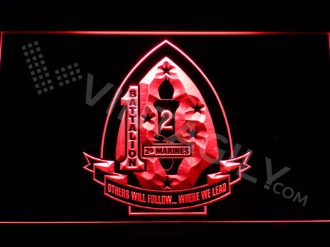 1st Battalion 2nd Marines LED Sign - Red - TheLedHeroes