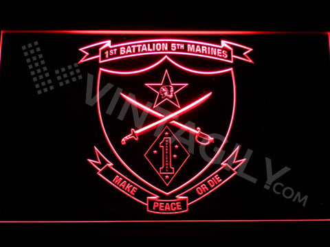 1st Battalion 5th Marines LED Sign - Red - TheLedHeroes