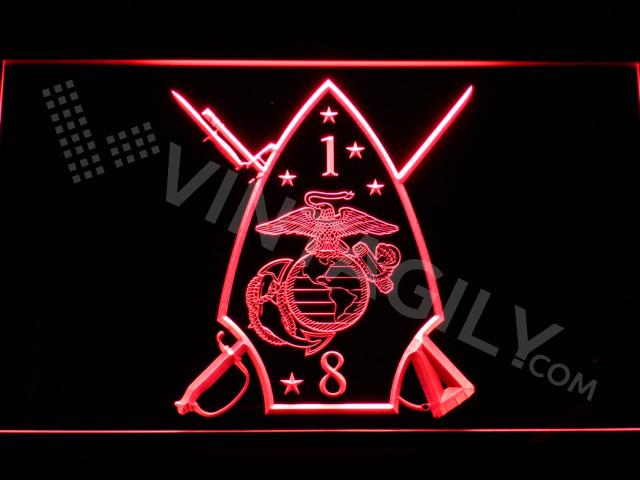 1st Battalion 8th Marines LED Neon Sign USB - Red - TheLedHeroes