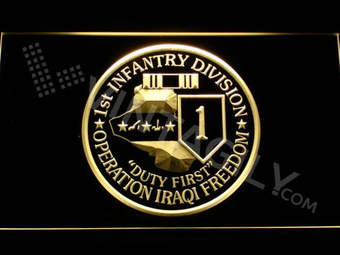 1st Infantry Division Operation Iraqi LED Neon Sign USB - Yellow - TheLedHeroes