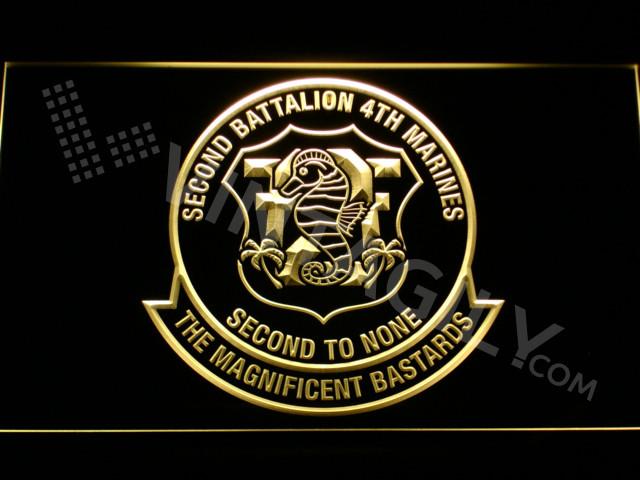 2nd Battalion 4th Marines LED Neon Sign USB - Yellow - TheLedHeroes