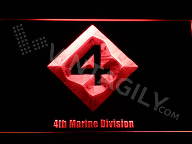 4th Marine Division LED Sign - Red - TheLedHeroes