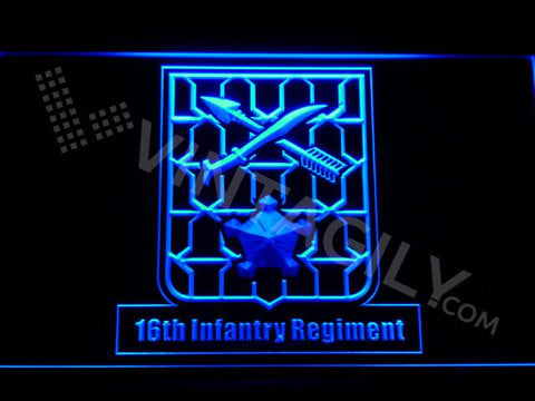 16th Infantry Regiment LED Neon Sign Electrical - Blue - TheLedHeroes