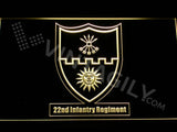 22nd Infantry Regiment LED Neon Sign USB - Yellow - TheLedHeroes