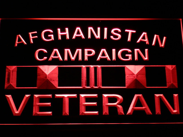 FREE Afghanistan Campaign Veteran Ribbonl LED Sign - Red - TheLedHeroes