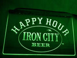 Iron City Beer Happy Hour LED Neon Sign USB - Green - TheLedHeroes