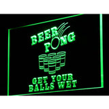 FREE Beer Pong Get Your Balls Wet LED Sign - Green - TheLedHeroes