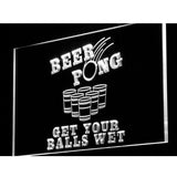 FREE Beer Pong Get Your Balls Wet LED Sign - White - TheLedHeroes