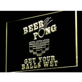 FREE Beer Pong Get Your Balls Wet LED Sign - Yellow - TheLedHeroes