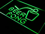 Beer Pong Bar Pub Club Game LED Neon Sign USB - Green - TheLedHeroes