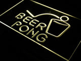 Beer Pong Bar Pub Club Game LED Neon Sign USB - Yellow - TheLedHeroes