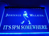 Johnnie Walker It's 5pm Somewhere LED Neon Sign USB - Blue - TheLedHeroes