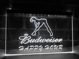Budweiser Girl Happy Hour LED Neon Sign Electrical - White - TheLedHeroes