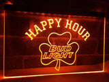 Bud Light Shamrock Happy Hour LED Neon Sign Electrical - Orange - TheLedHeroes