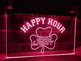 Bud Light Shamrock Happy Hour LED Neon Sign Electrical - Purple - TheLedHeroes