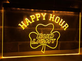 Bud Light Shamrock Happy Hour LED Neon Sign Electrical - Yellow - TheLedHeroes