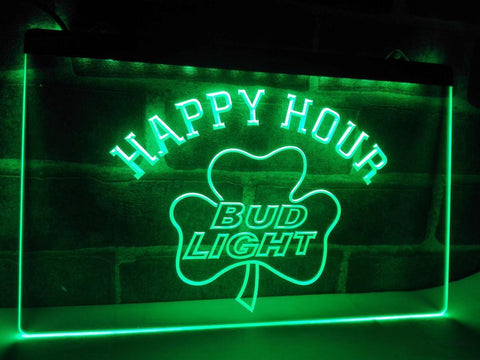 Bud Light Shamrock Happy Hour LED Neon Sign Electrical -  - TheLedHeroes