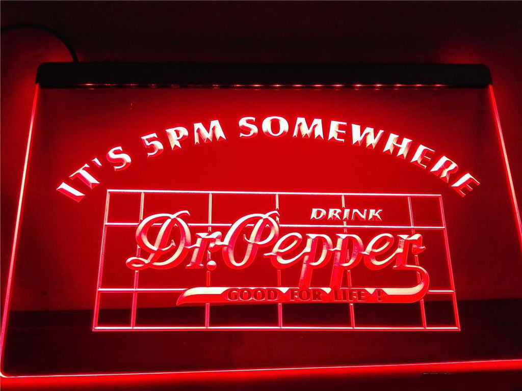 FREE Dr Pepper It's 5pm Somewhere LED Sign - Red - TheLedHeroes