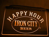 Iron City Beer Happy Hour LED Neon Sign USB - Orange - TheLedHeroes