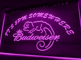 Budweiser Chameleon It's 5pm Somewhere LED Neon Sign Electrical - Purple - TheLedHeroes