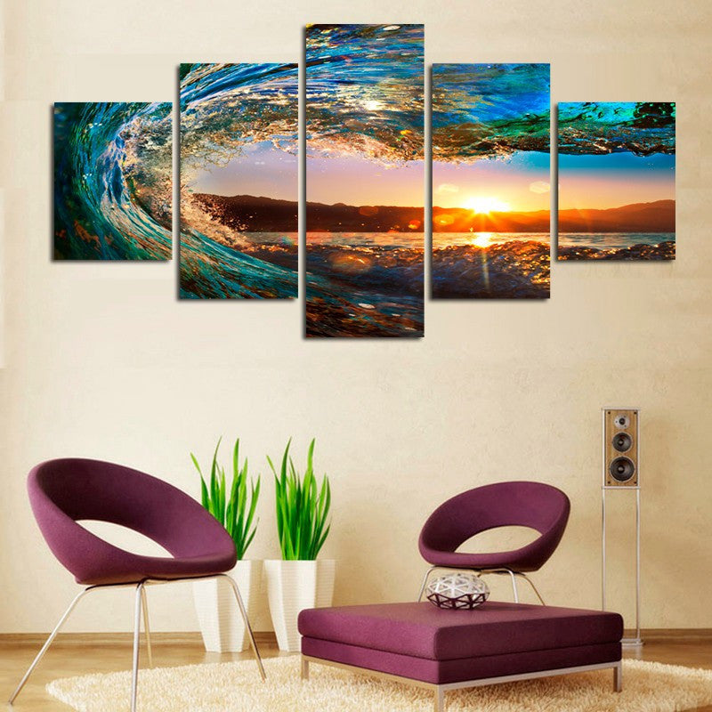 Modern seascape 5 Pcs Wall Canvas -  - TheLedHeroes