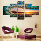 Modern seascape 5 Pcs Wall Canvas -  - TheLedHeroes