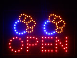 Dog Paw Print OPEN Pet Shop LED Sign 16