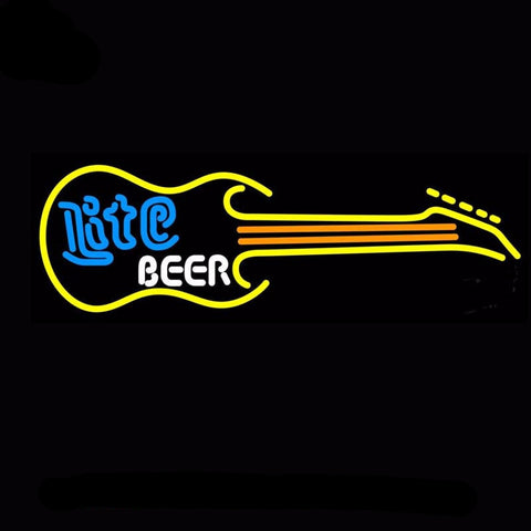 Miller Lite Guitar Neon Bulbs Sign 32x13 -  - TheLedHeroes