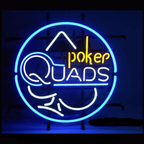 Quads Poker Neon Bulbs Sign 17x17 -  - TheLedHeroes