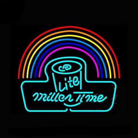 Miller Lite Time Can Rainbow Neon Bulbs Sign 31x24 -  - TheLedHeroes