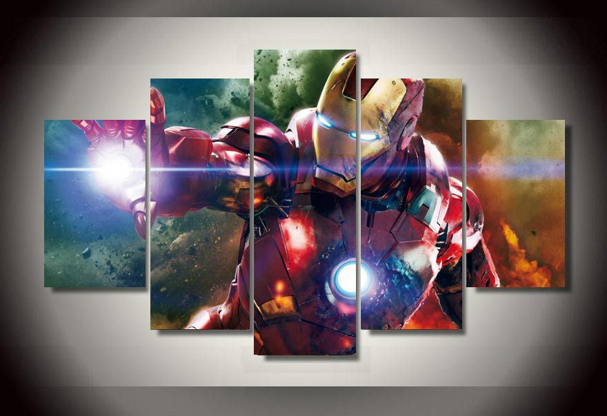 Iron man 5 Pcs Wall Canvas -  - TheLedHeroes