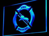 Firefighter Helmet Ladder Fire LED Neon Sign Electrical - Blue - TheLedHeroes