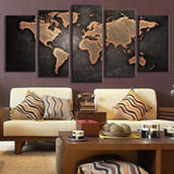 World map 5 Pcs Wall Canvas -  - TheLedHeroes