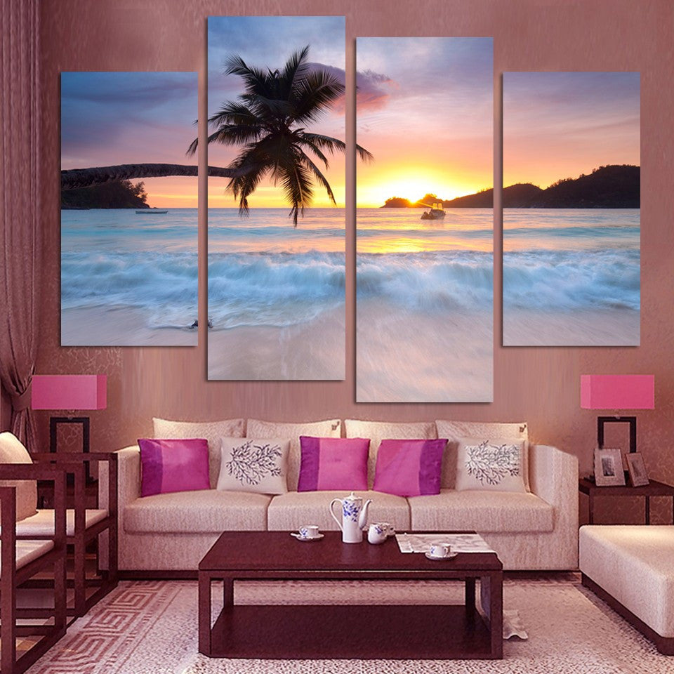 Ocean sea 4 Pcs Wall Canvas -  - TheLedHeroes