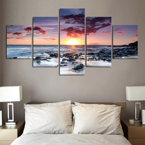 Sea Wave seascape 5 Pcs Wall Canvas -  - TheLedHeroes