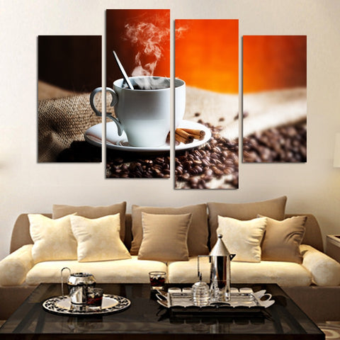 Coffee Cup 4 Pcs Wall Canvas -  - TheLedHeroes
