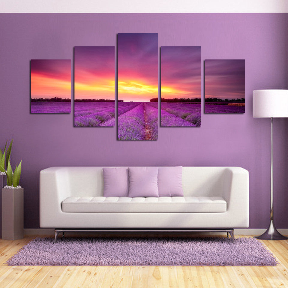 Fields Lavander 5 Pcs Wall Canvas -  - TheLedHeroes