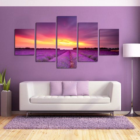 Fields Lavander 5 Pcs Wall Canvas -  - TheLedHeroes