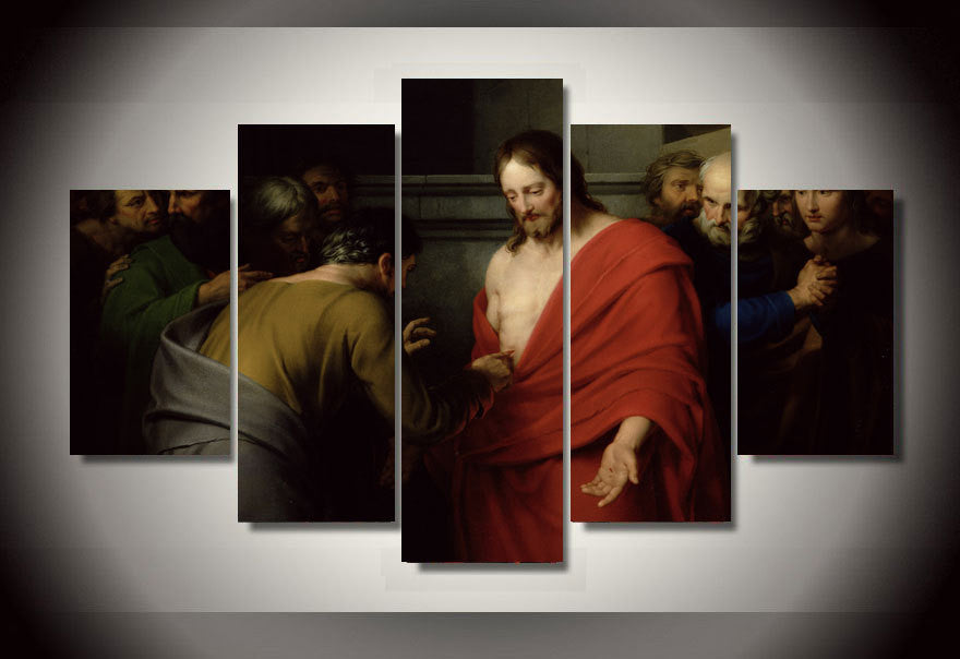 Jesus resurrection group 5 Pcs Wall Canvas -  - TheLedHeroes