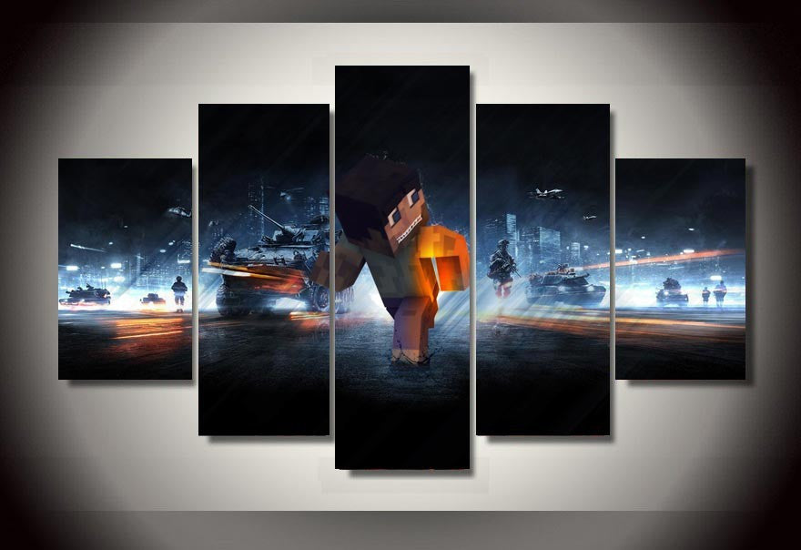 Minecraft war 5 Pcs Wall Canvas -  - TheLedHeroes