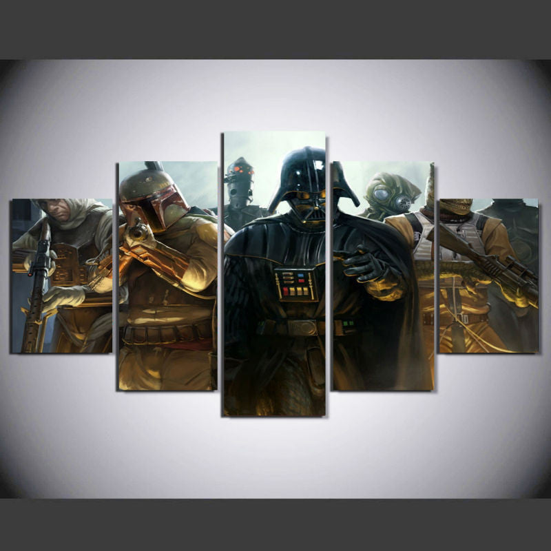 Star Wars Dark Vador and Boba Fett 5 Pcs Wall Canvas -  - TheLedHeroes