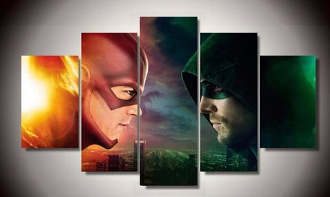 The Flash and the Arrow 5 Pcs Wall Canvas -  - TheLedHeroes