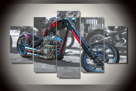 Motorcycle 5 Pcs Wall Canvas -  - TheLedHeroes